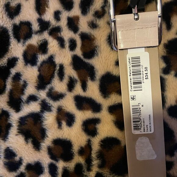 NWT INC International Concepts  Croc-Embossed Panel Belt Taupe M - Picture 3 of 6